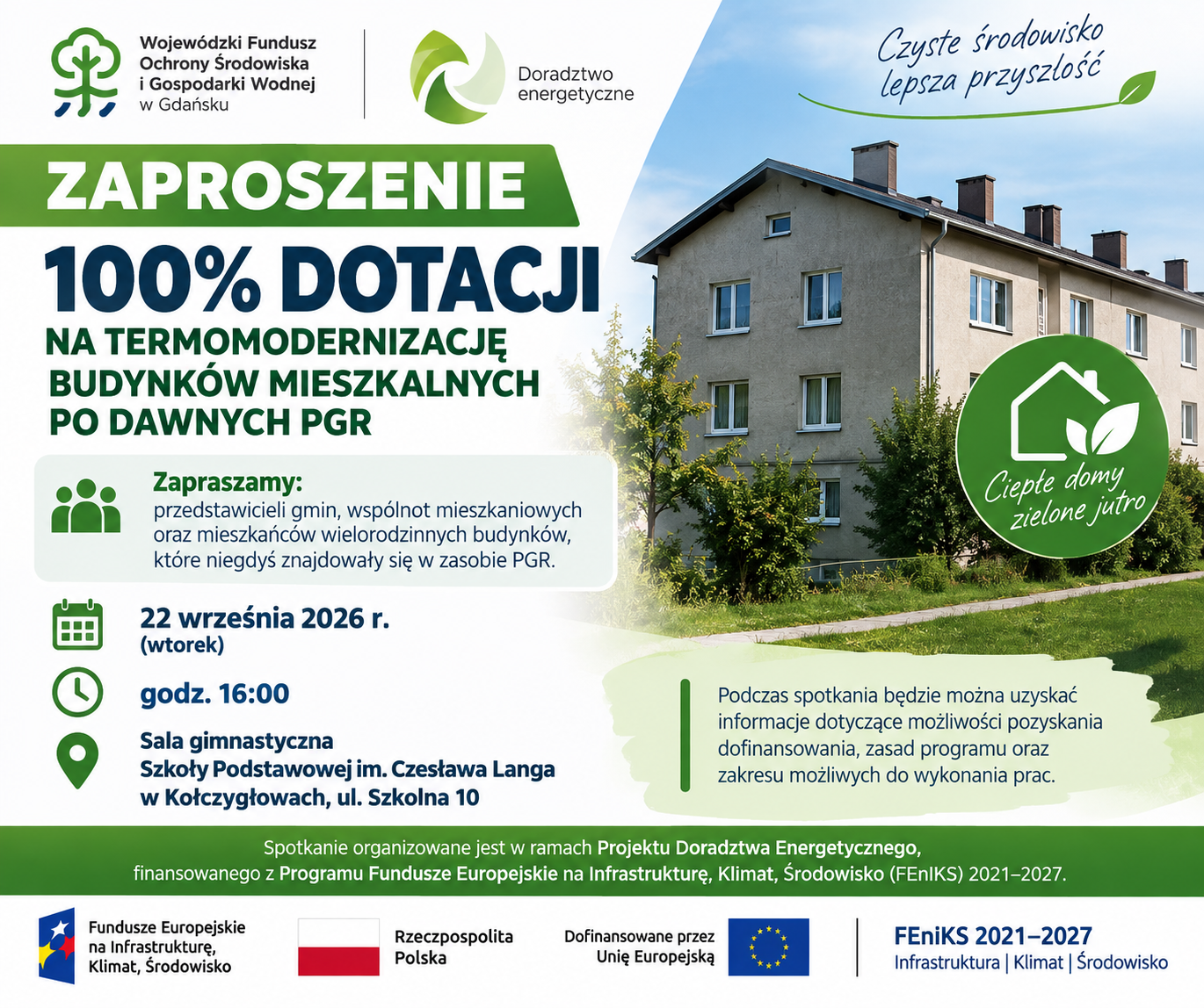 Zdjęcie: 100% dotacji na termomodernizację budynków po dawnych PGR – spotkanie informacyjne